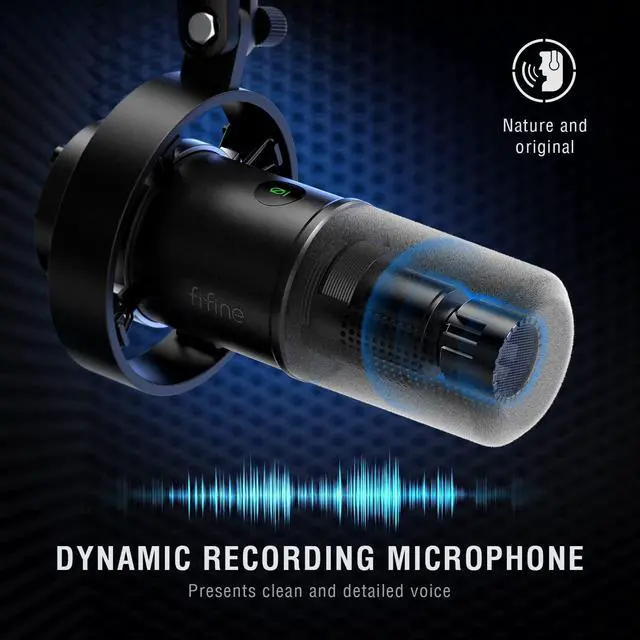 Alt view image 3 of 7 - Dynamic Microphone, XLR/USB Podcast Recording PC Microphone for Vocal Voice-Over Streaming, Studio Metal Mic with Mute, Headphone Jack, Monitoring Volume Control, Windscreen-Amplitank K688