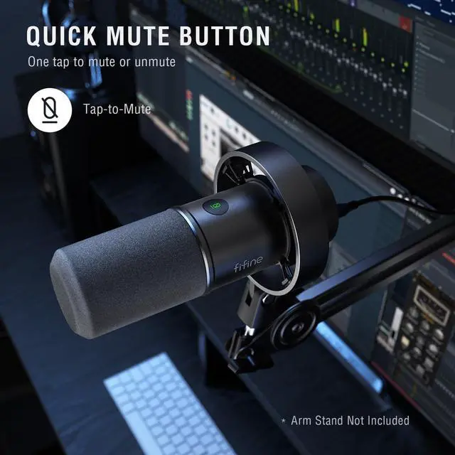 Alt view image 6 of 7 - Dynamic Microphone, XLR/USB Podcast Recording PC Microphone for Vocal Voice-Over Streaming, Studio Metal Mic with Mute, Headphone Jack, Monitoring Volume Control, Windscreen-Amplitank K688