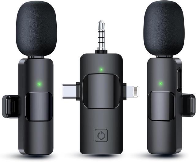 2 Pack Wireless Lavalier Microphone For IPhone & Android - Noise Cancelling Lapel Mic For YouTube & Podcast