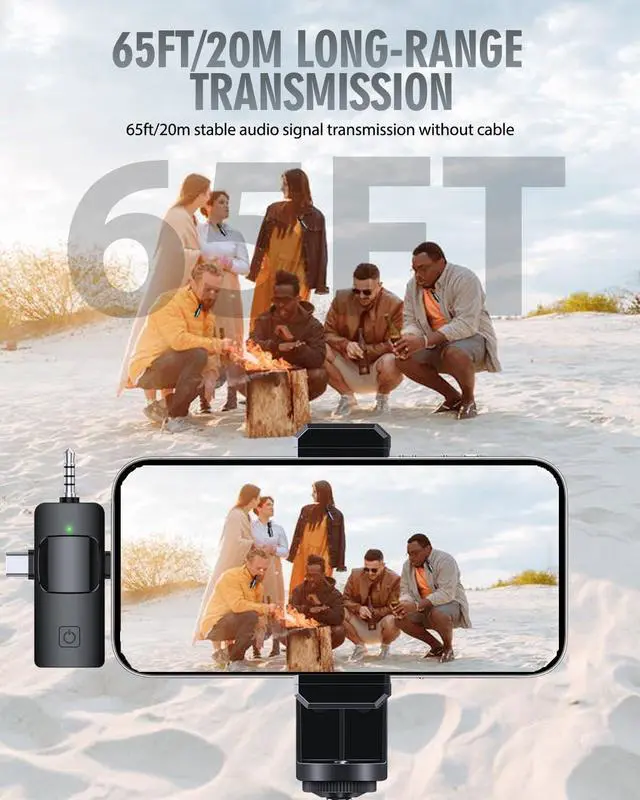 Alt view image 4 of 7 - PQRQP 3 in 1 Wireless Microphone for iPhone, Android, Camera, USB-C Microphone, Wireless Lavalier Microphone, Mini Microphone, Noise Canceling Lapel Mic for Interview Video Podcast Vlog YouTube