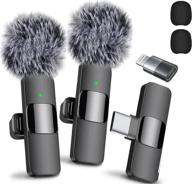Main image of Wireless Microphone for iPhone, iPad, Android, Lavalier Microphone for Video Recording - 2 Pack iPhone Mic Crystal Clear Recording with USB-C for Podcast Microphone, ASMR, TikTok
