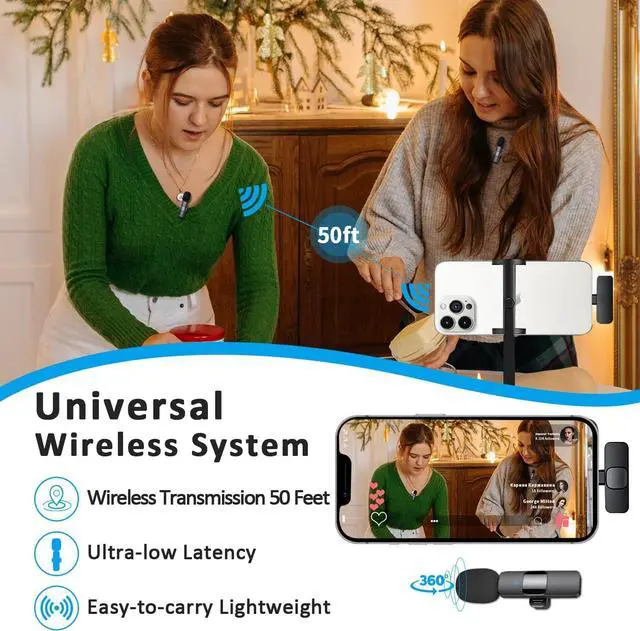 Alt view image 7 of 7 - MAYBESTA Professional Wireless Lavalier Lapel Microphone for iPhone, iPad - Cordless Omnidirectional Condenser Recording Mic for Interview Video Podcast Vlog YouTube