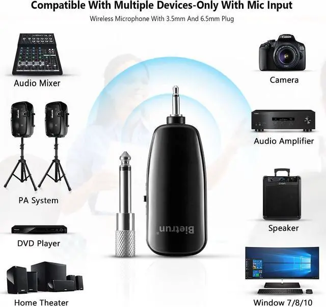 Alt view image 2 of 7 - UHF Wireless Headset Mic System, 160 ft Range, Headset Mic And Handheld Mic 2 In 1, 1/8''&1/4'' Plug, For Speakers, Voice Amplifier, Pa System(Incompatible Phone, Laptop)