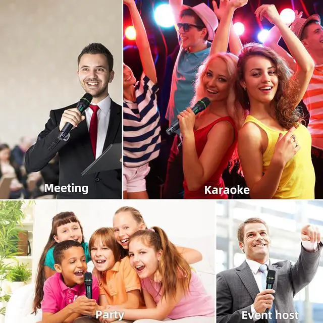 Alt view image 7 of 7 - Wireless Microphone Systems, DUAL UHF Wireless Microphone Set,  Microphone Wireless, Handheld Dynamic Microphones, 200ft Cordless Microphone for Singing, Church, Party, Wedding, Speech