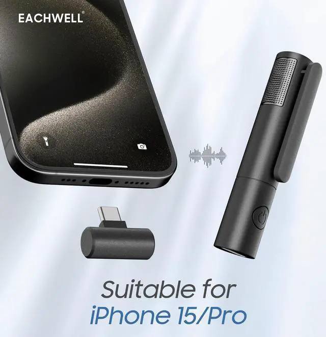 Alt view image 3 of 6 - Wireless lavalier microphone, Wireless Clip on Microphones, Lapel Mic, for Android phone, iPhone15/15PRO, Video Recording