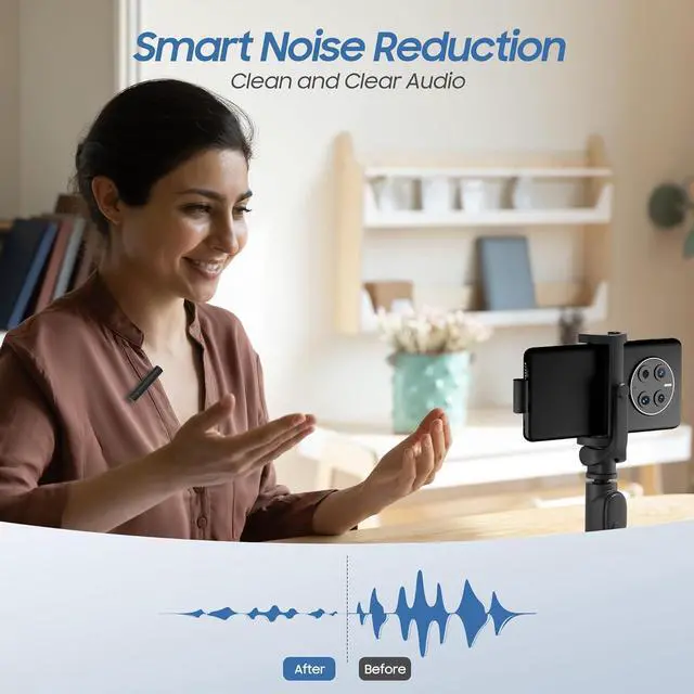 Alt view image 6 of 6 - Wireless lavalier microphone, Wireless Clip on Microphones, Lapel Mic, for Android phone, iPhone15/15PRO, Video Recording