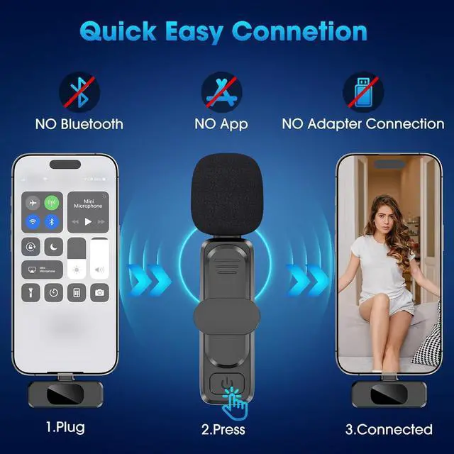 Alt view image 4 of 6 - USB C Wireless Lavalier Microphone for Type-C,Android Phone,PC,Mini Mic with Noise Reduction,Lapel Microphone for Video,Interviews,Live Streaming,TikTok,YouTube,2Pack (for iPhone 15 and Above)