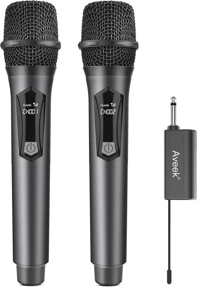 Main image of Aveek Wireless Microphones,  Dynamic Microphone for Speakers with Rechargeable Receiver(Work 6hs), for Singing, Party, Wedding, DJ, Speech (2 Packs)