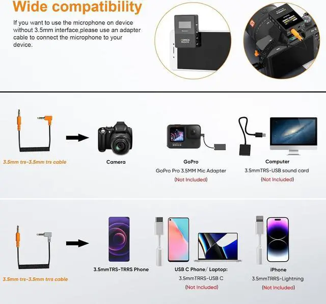 Alt view image 3 of 7 - comica Wireless Lavalier Microphone, BoomX-D2 2.4G Compact Wireless Lapel Microphone System with 2 Transmitter and 1 Receiver,Lav Mic for Smartphone Camera Podcast Interview YouTube Facebook Live