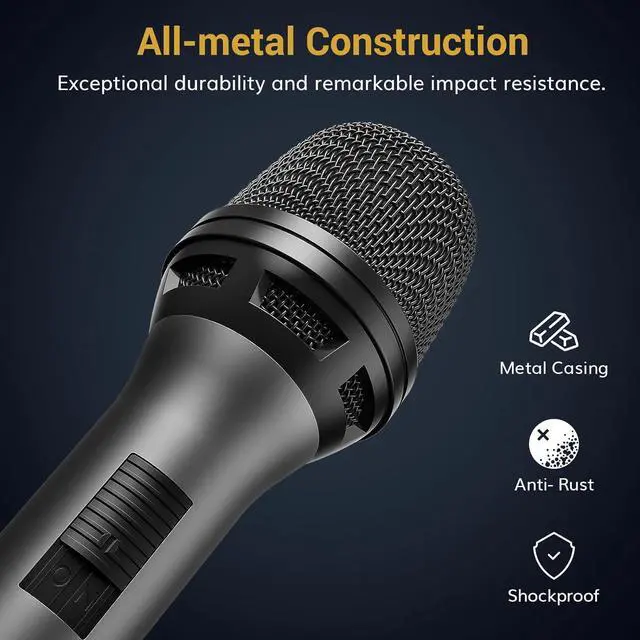 Alt view image 3 of 7 - Professional Vocal Microphone for Singing, Dynamic Handheld Wired  Mic, Cardioid Studio Microfono with 4.5M XLR to 1/4" Cable, for Speakers/Mixer Machine/Amp/Speech/ and Outdoors