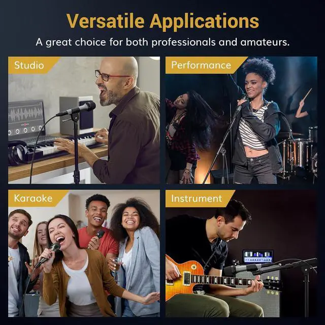 Alt view image 7 of 7 - Professional Vocal Microphone for Singing, Dynamic Handheld Wired  Mic, Cardioid Studio Microfono with 4.5M XLR to 1/4" Cable, for Speakers/Mixer Machine/Amp/Speech/ and Outdoors