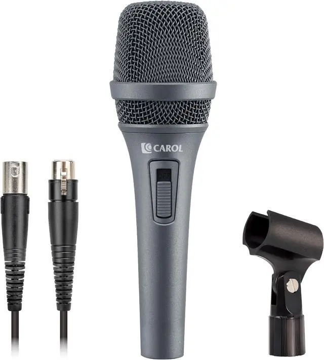 Main image of CAROL AC-900S XLR Wired Vocal Microphone  Dynamic Supercardioid Mic with AHNC Dual-Engine Noise Cancelling Tech for Singing, Karaoke, Stage & Studio, Includes Mic Clip, 14.8ft Cable & Switch - Gray