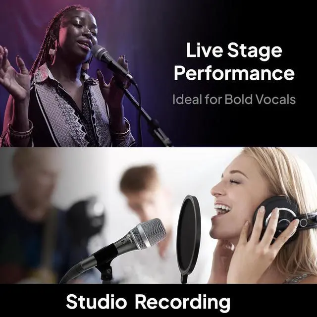 Alt view image 6 of 7 - CAROL Dynamic Microphone Vocal with Super-Cardiod Unidirectional, Top Choice for Live Stage Performance Noise Cancelling AHNC Technology, P-1 / AC-900 Gray