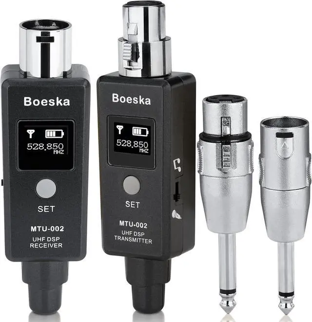 Main image of Wireless XLR Transmitter and Receiver, UHF XLR Adapter System for Dynamic Microphone Guitar, 48k Sampling Frequency, 100 Feet Range
