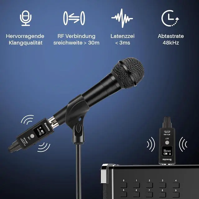 Alt view image 2 of 7 - Wireless XLR Transmitter and Receiver, UHF XLR Adapter System for Dynamic Microphone Guitar, 48k Sampling Frequency, 100 Feet Range