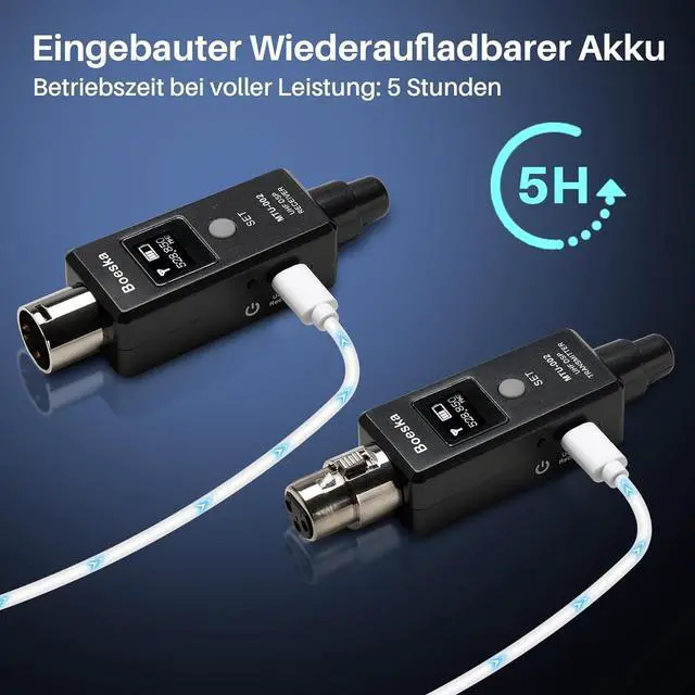 Alt view image 4 of 7 - Wireless XLR Transmitter and Receiver, UHF XLR Adapter System for Dynamic Microphone Guitar, 48k Sampling Frequency, 100 Feet Range