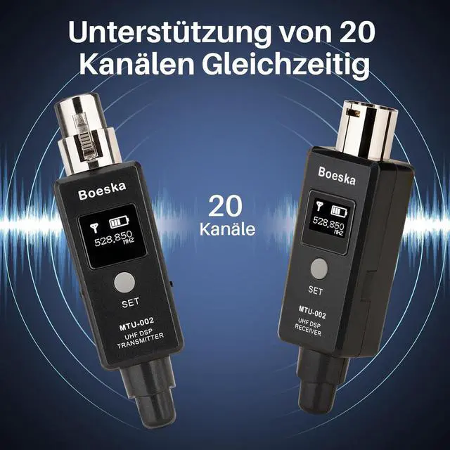 Alt view image 5 of 7 - Wireless XLR Transmitter and Receiver, UHF XLR Adapter System for Dynamic Microphone Guitar, 48k Sampling Frequency, 100 Feet Range