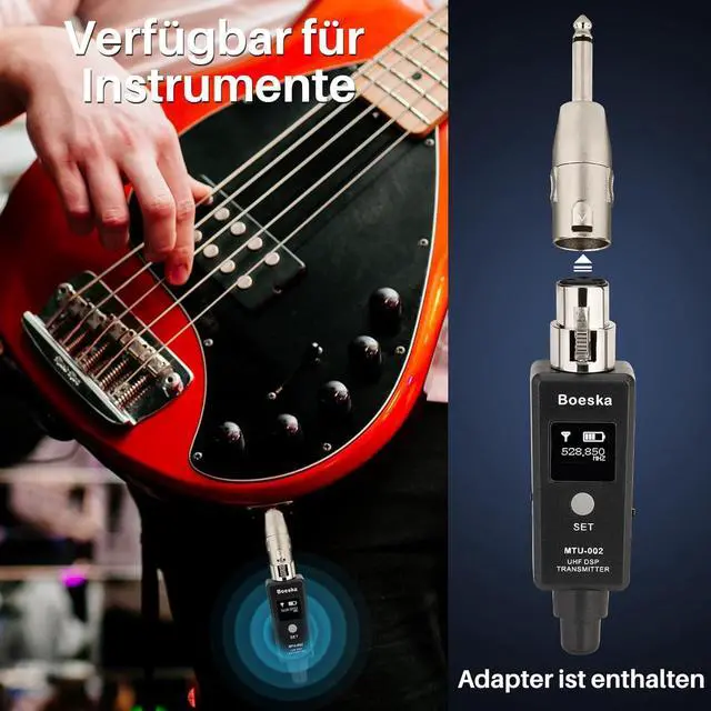 Alt view image 3 of 7 - Wireless XLR Transmitter and Receiver, UHF XLR Adapter System for Dynamic Microphone Guitar, 48k Sampling Frequency, 100 Feet Range