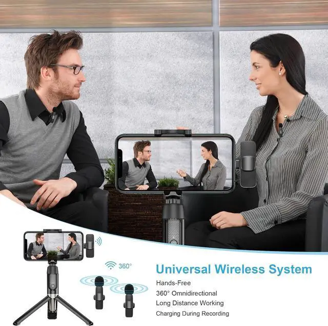 Alt view image 7 of 7 - Wireless Lavalier Microphone for iPhone iPad, Plug-Play Wireless Mic for Recording, Live Stream, YouTube, TikTok, Facebook, Noise Reduction Auto-Sync