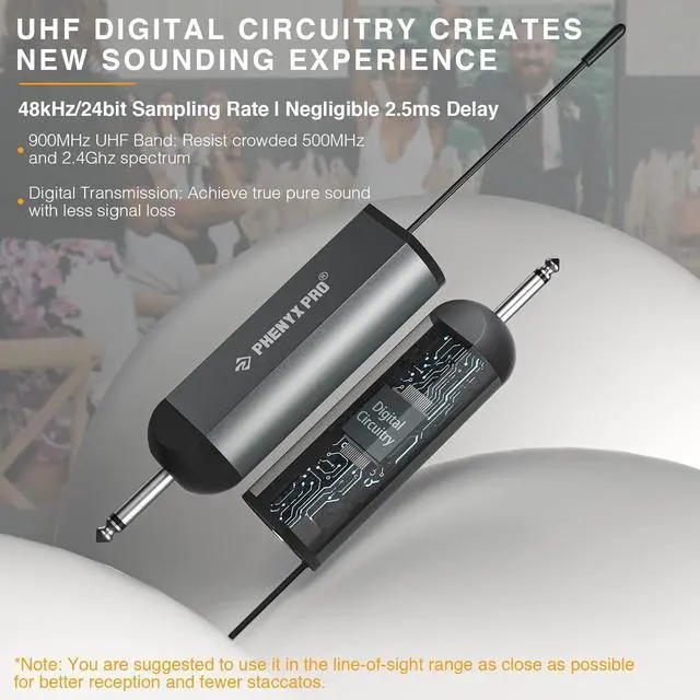 Alt view image 2 of 6 - Phenyx Pro Dual Digital Wireless Microphone System, w/2 Handheld Dynamic Microphones,15 UHF Frequency Groups, Mini Receiver, Metal Cordless Microphone for ,Church,DJ,Singing (PDP-2-2H)