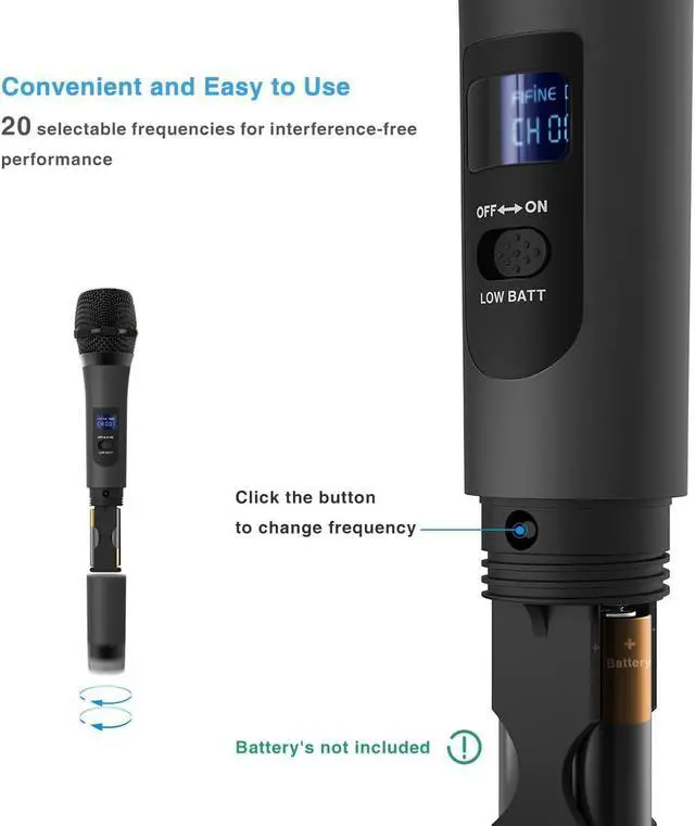 Alt view image 4 of 7 - Wireless Microphone, Handheld Dynamic Microphone Wireless mic System for  Nights and House Parties to Have Fun Over The Mixer,PA System,Speakers- Technology K025