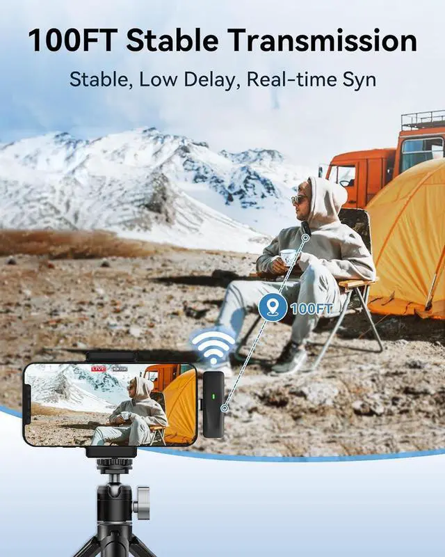 Alt view image 6 of 7 - Wireless Lavalier Microphone for iPhone Android iPad with Lightning Adapter, USB C Microphone, iPhone Microphone for Video Recording, Streaming -2 Pack, 48KHz 32Bit, 100ft, Noise Canceling