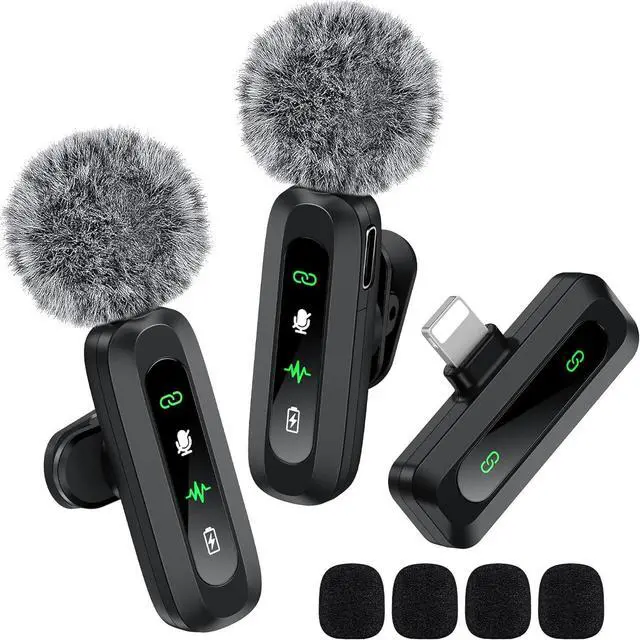 Wireless Lavalier Microphone For IPhone & Android - Noise Canceling Lapel Mic With Magnetic Clip For Vlogging & Recording
