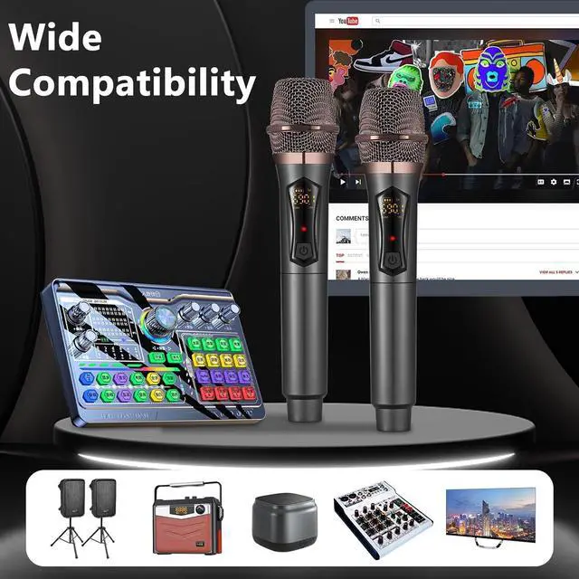 Alt view image 7 of 7 - ALPOWL Wireless Microphones, Metal Dynamic Microphone System with Rechargeable Receiver, 50H Duration, 200ft Range, microphone for  Singing, Wedding, DJ, Party, Speech, Church, Class