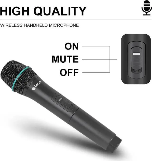 Alt view image 3 of 7 - AU400 Pro UHF 4 Channel Wireless Microphone System with Cordless Handheld Lavalier Headset Mics, Metal Receiver, Ideal for Karaoke Church Party (with 4 Bodypack (B))