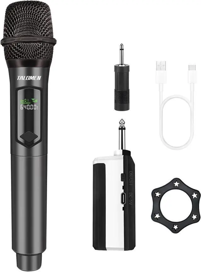 Main image of Wireless Microphone,Professional Handheld Cordless Dynamic Mic System with Rechargeable Receiver(160 Ft), Microphone Set for Singing,,Wedding,DJ,Party,Speech,Church,PA,K60-1