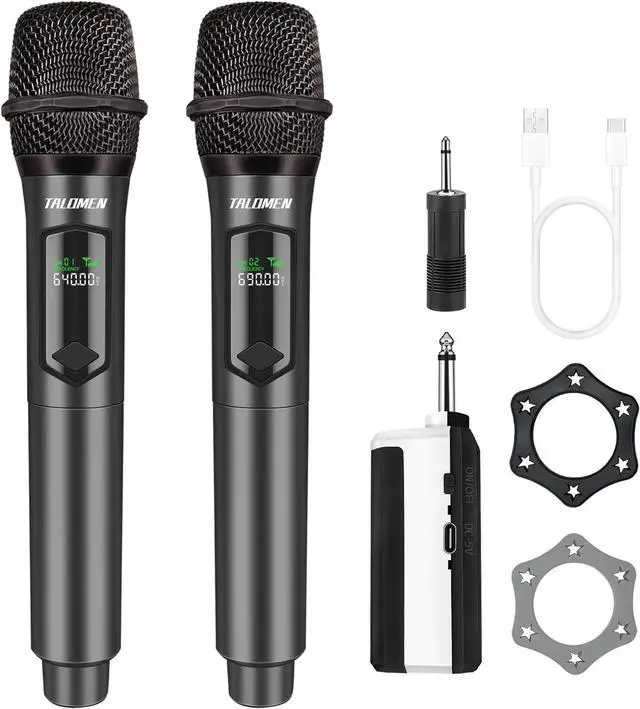 Main image of Wireless Microphone,Professional Dual Handheld Cordless Dynamic Mic System with Rechargeable Receiver(160 Ft), Microphone Set for Singing,,Wedding,DJ,Party,Speech,Church,K60-2