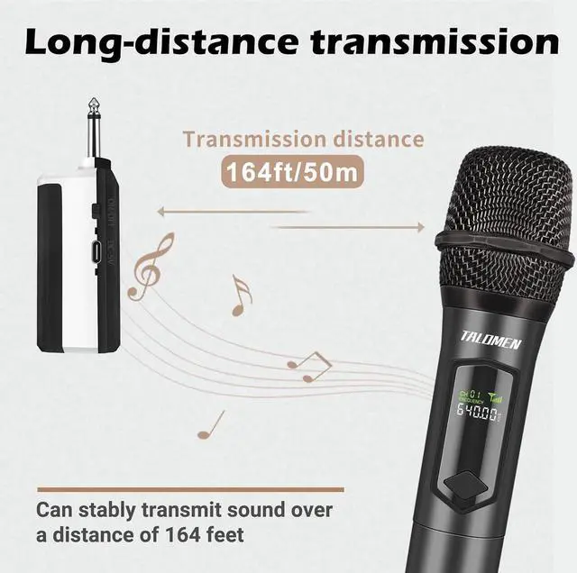Alt view image 5 of 7 - Wireless Microphone,Professional Handheld Cordless Dynamic Mic System with Rechargeable Receiver(160 Ft), Microphone Set for Singing,,Wedding,DJ,Party,Speech,Church,PA,K60-1