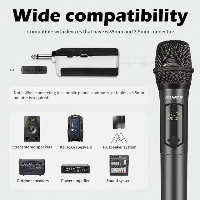 Alt view image 7 of 7 - Wireless Microphone,Professional Handheld Cordless Dynamic Mic System with Rechargeable Receiver(160 Ft), Microphone Set for Singing,,Wedding,DJ,Party,Speech,Church,PA,K60-1