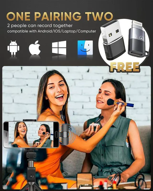 Alt view image 3 of 7 - Wireless Lavalier Microphone Compatible with iPhone/iPad/Android Phone/Laptop, IUMAKEVP Plug-Play Lapel Clip-On Mic with Noise Reduction for Video Recording/Live Steam/Interview/TikTok