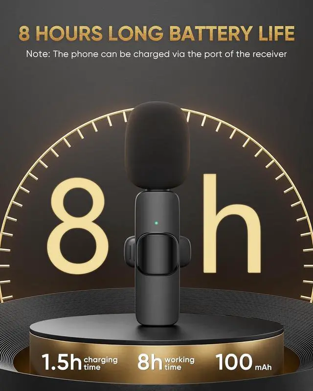 Alt view image 5 of 7 - Wireless Lavalier Microphone Compatible with iPhone/iPad/Android Phone/Laptop, IUMAKEVP Plug-Play Lapel Clip-On Mic with Noise Reduction for Video Recording/Live Steam/Interview/TikTok