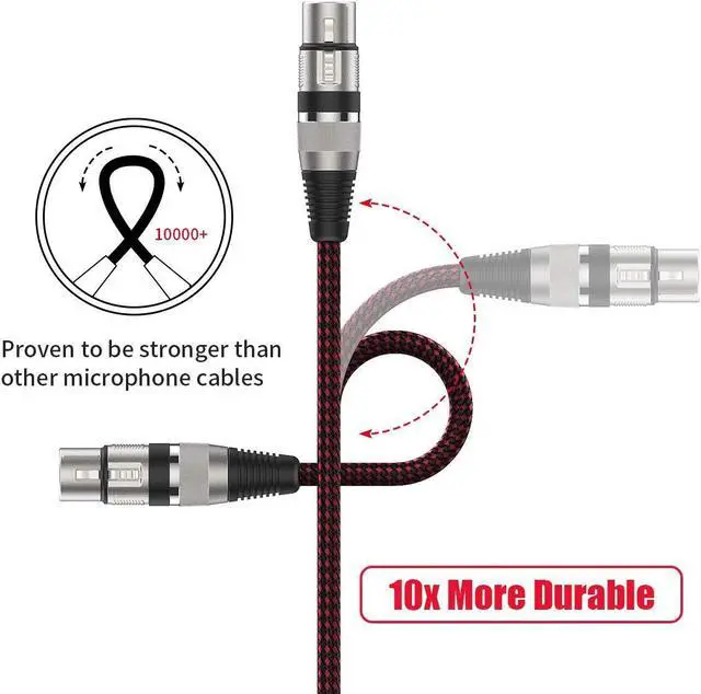 Alt view image 4 of 7 - XLR Female to 1/4 TS Cable 6ft 2Pack, Nylon Braided Microphone Cable TS 6.35mm Mono Jack Unbalanced Microphone Cable Heavy Duty Mic cable