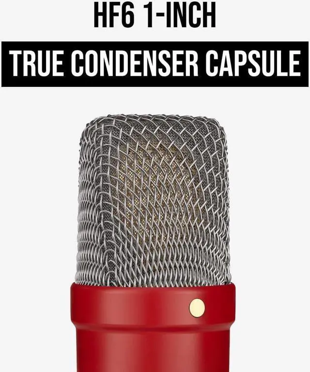 Alt view image 3 of 4 - RØDE NT1 Signature Series Large-Diaphragm Condenser Microphone with Shock Mount, Pop Filter and XLR Cable for Music Production, Vocal Recording, Streaming and Podcasting (Red)