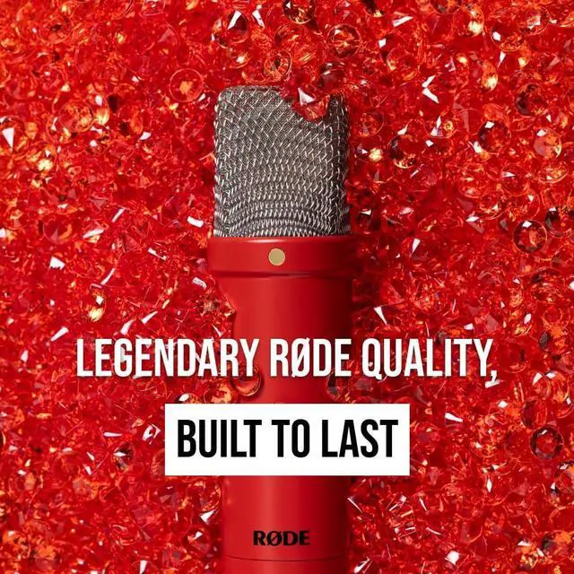 Alt view image 4 of 4 - RØDE NT1 Signature Series Large-Diaphragm Condenser Microphone with Shock Mount, Pop Filter and XLR Cable for Music Production, Vocal Recording, Streaming and Podcasting (Red)