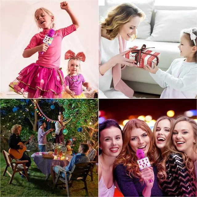Alt view image 2 of 7 - Microphone Wireless Bluetooth  Microphone for Kids,Singing Microphone with LED Lights  Machine Portable Mic Player Recorder Party Birthday Toys for 4-14 Year Old Girls Boys(Rose Red)