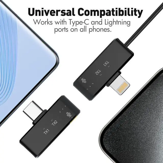 Alt view image 5 of 6 - Wireless Lavalier Microphone for iPhone/Android/PC, Mini Microphone with Noise Cancellation, 16Hrs Battery Life, Lapel Mic for iPhone, USB C/Type C Wireless Lapel Mic for Video Recording