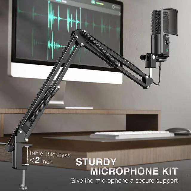 Alt view image 3 of 7 - FIFINE USB Podcast Microphone, PC Computer Condenser Microphone Plug & Play Mic Kit with Boom Arm Stand, 16MM Large Diaphragm, Mute Button for Recording Singing Streaming YouTube Gaming-T669PRO1