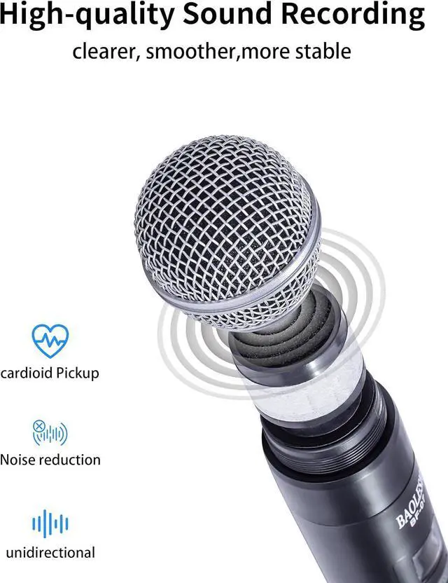 Alt view image 2 of 6 - Dual Wireless Microphones  for Singing, Cordless Dynamic Microphone System for Long-Distance Use, with Rechargeable UHF Receiver, Perfect for , Church, Speech, Wedding, Party