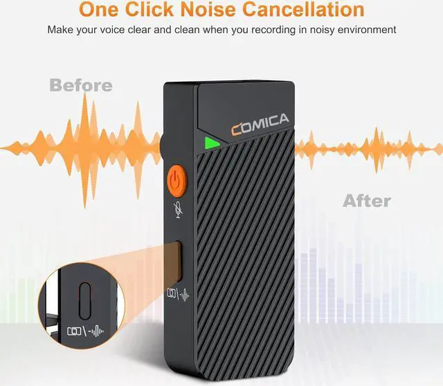 Alt view image 2 of 7 - comica Vimo C3 Wireless Lavalier Microphone - Noise Cancelling, Mute, Gain Adjust, Wireless Mic for iPhone,DSLR Camera, Smartphone, Camcorder Interviews, Vlogging, and Video Recording (Black)