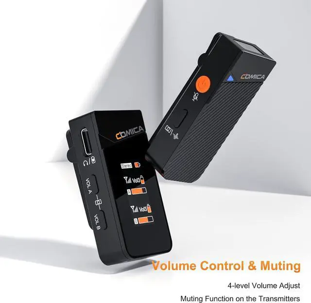 Alt view image 3 of 7 - comica Vimo C3 Wireless Lavalier Microphone - Noise Cancelling, Mute, Gain Adjust, Wireless Mic for iPhone,DSLR Camera, Smartphone, Camcorder Interviews, Vlogging, and Video Recording (Black)