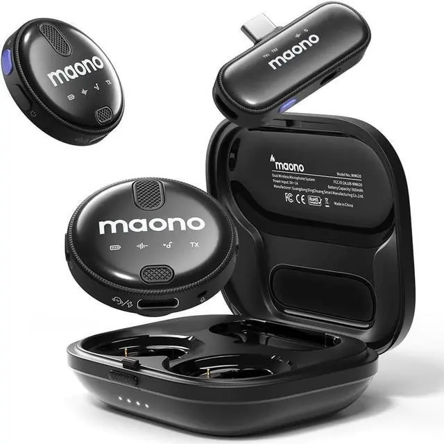 Main image of MAONO Wireless Lavalier Microphone for iPhone 15 & Android, USB C Wireless Lapel Mic with 48kHz/16Bit, Noise Cancellation, 328ft Range, 18H Battery for YouTube, Vlogging, Video Recording, Streaming