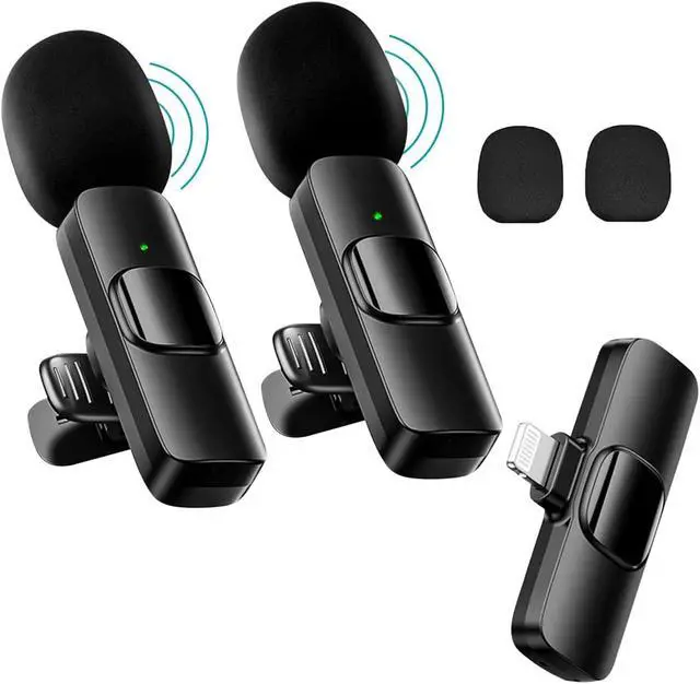 Main image of Mini Microphone, 2 Packs Wireless Microphone for iPhone iPad, Wireless Lavalier Microphone, Professional Microphone for iPhone Video Recording, Live Streaming, YouTube, Vlog, TikTok,Facebook