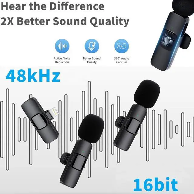 Alt view image 3 of 7 - Mini Microphone, 2 Packs Wireless Microphone for iPhone iPad, Wireless Lavalier Microphone, Professional Microphone for iPhone Video Recording, Live Streaming, YouTube, Vlog, TikTok,Facebook