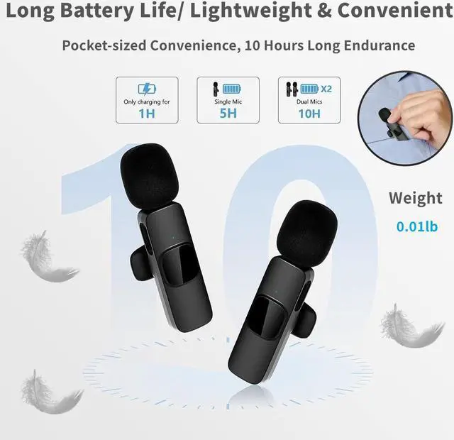 Alt view image 5 of 7 - Mini Microphone, 2 Packs Wireless Microphone for iPhone iPad, Wireless Lavalier Microphone, Professional Microphone for iPhone Video Recording, Live Streaming, YouTube, Vlog, TikTok,Facebook