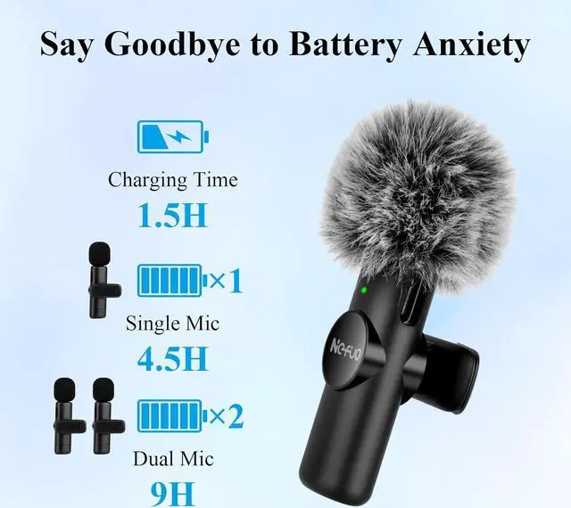 Alt view image 2 of 7 - 2 Pack Type C Mini Wireless Lavalier Microphone for iPhone 15 & Android Devices, Crystal Clear Sound Quality with Noise Reduction Lapel Microphone Plug-Play for Podcast Vlog YouTube TikTok