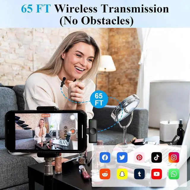 Alt view image 4 of 7 - 2 Pack Type C Mini Wireless Lavalier Microphone for iPhone 15 & Android Devices, Crystal Clear Sound Quality with Noise Reduction Lapel Microphone Plug-Play for Podcast Vlog YouTube TikTok